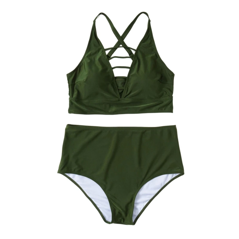 

Two-pieces Solid Color Swimming Suit Soft Bag Bikini Women Bathing Suit Beachwear Popular Split Oversized Swimwear Set