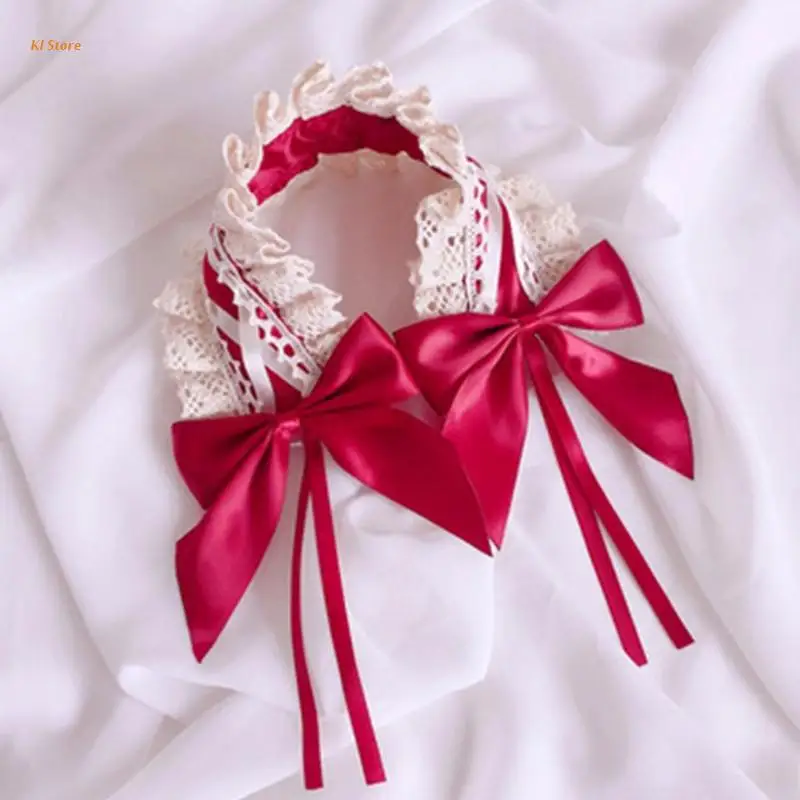 

Colorful Lace Ribbon Headbands Headwear Lolita Hair Band Hair Accessories for Halloween Christmas Fancy Party Props Girl