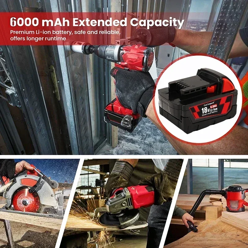 Сменная литиевая батарея для Milwaukee M18, 18 В, 6,0 Ач, для Milwaukee M18 XC, аккумуляторы для электроинструментов 48-11-1860 48-11-1850 (art.: 3920caaf4a4ca) - 3920caaf4a4ca