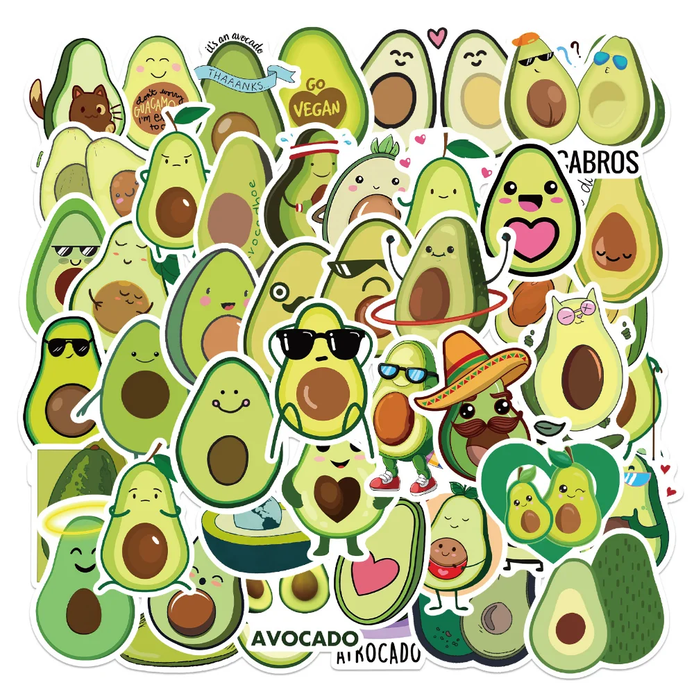 

10/50PCS Cute Avocado Cartoon Graffiti Stickers DIY Motorcycle Travel Luggage Skateboard Funny Waterproof Sticker Kids Decal