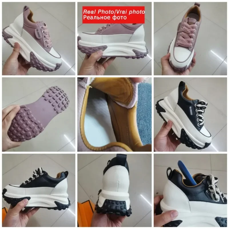 Koznoy/женские удобные осенние кроссовки на танкетке из натуральной кожи 7 см модные