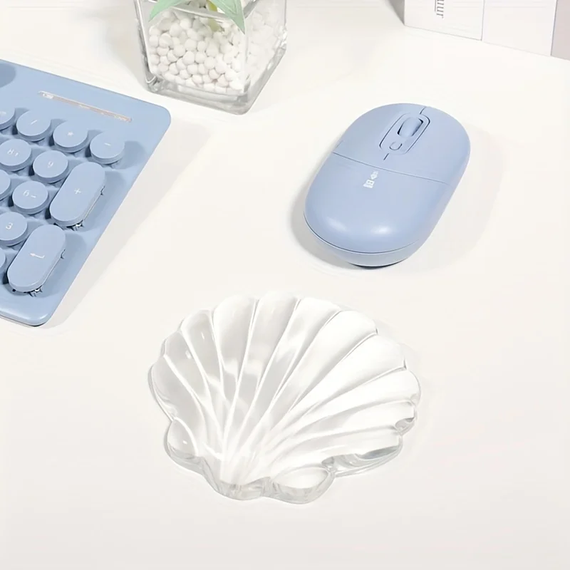Прозрачный милый коврик для мыши в форме ракушки защита запястья нескользящая