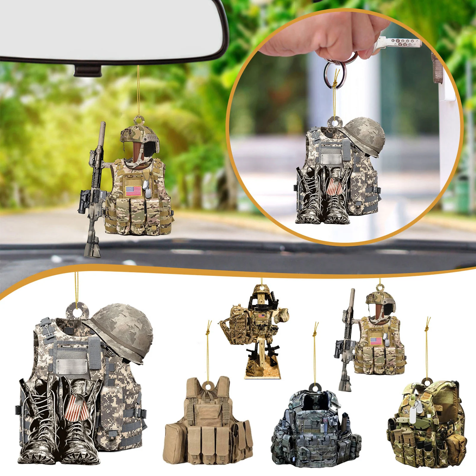 

Acrylic Army Ornaments Army Uniform Boots Hat Acrylic Ornament For Christmas Tree Independence Day Decorations For Cars Memorial