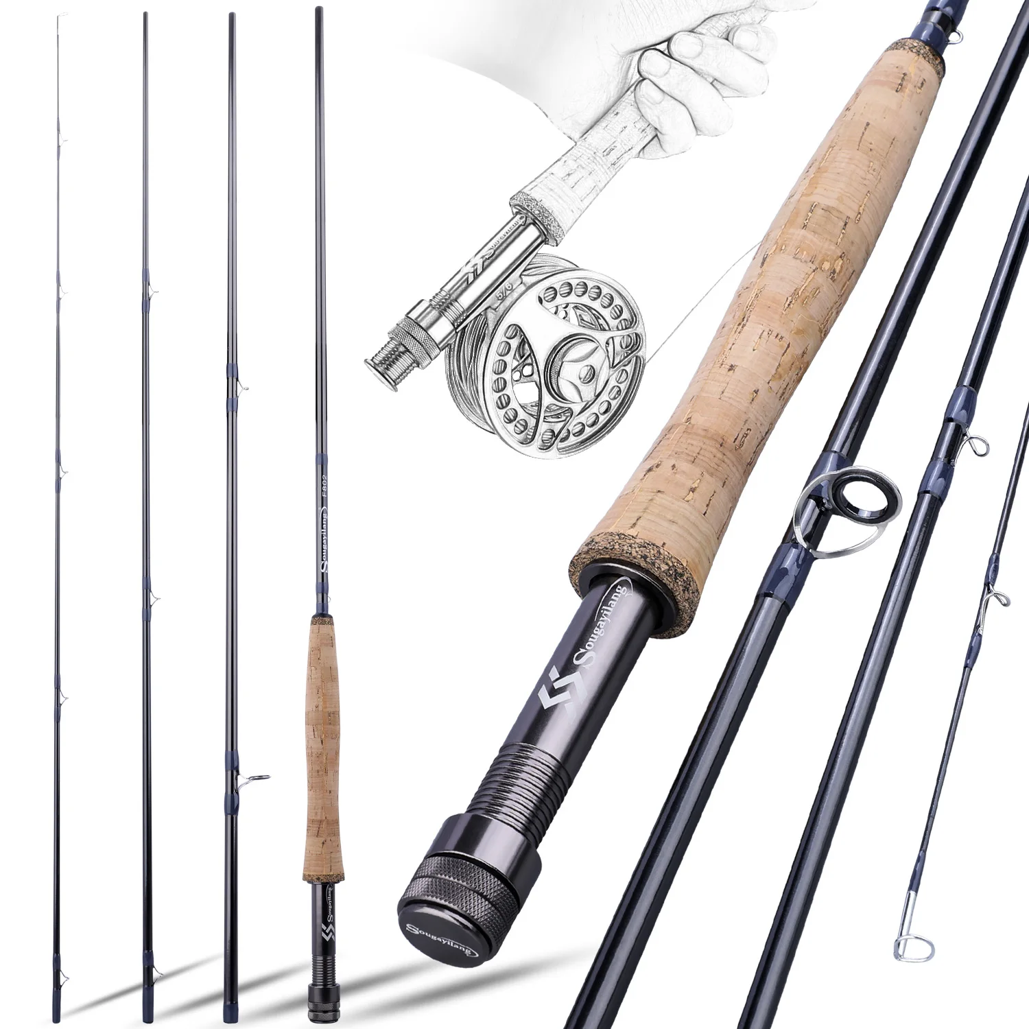 

Sougayilang UltraLight Portable 9ft Fly Fishing Rod EVA / Metal Handle 2.7M #5 #8 Fly Rod Fast Action River Lake Fishing Tackle