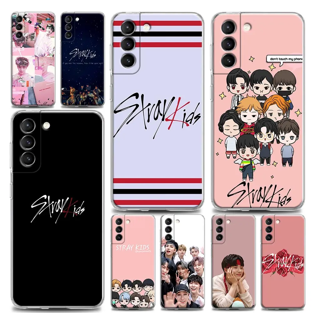 

Cartoon Boy Band Stray Kids Kpop Clear Samsung S22 Ultra Case For Galaxy S21 S20 FE S22 Ultra S10 S9 Plus Cases Soft Back Cover
