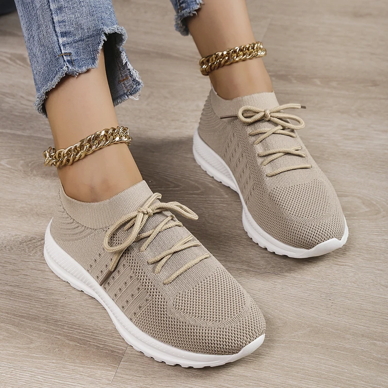 Sneakers Shoes 2022 Fashion Lace Up Platform Women's Shoes Autumn Plus Size Flat Mesh Sports Shoes Woman Vulcanize Shoes