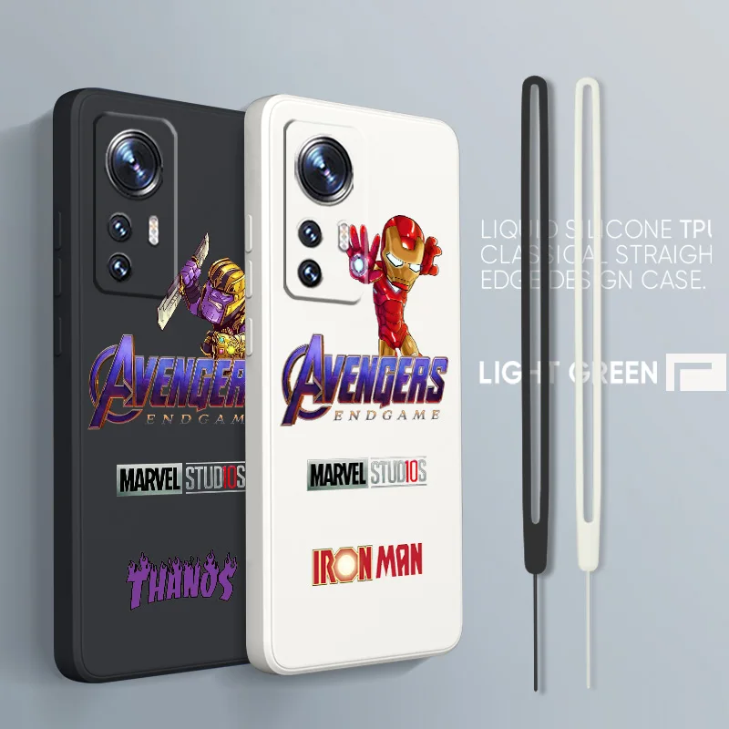 

Marvel Iron Man Thanos For Xiaomi Mi 13 12T 11i 11X 10S 10 Pro Lite Ultra 5G Liquid Rope Silicone Phone Case