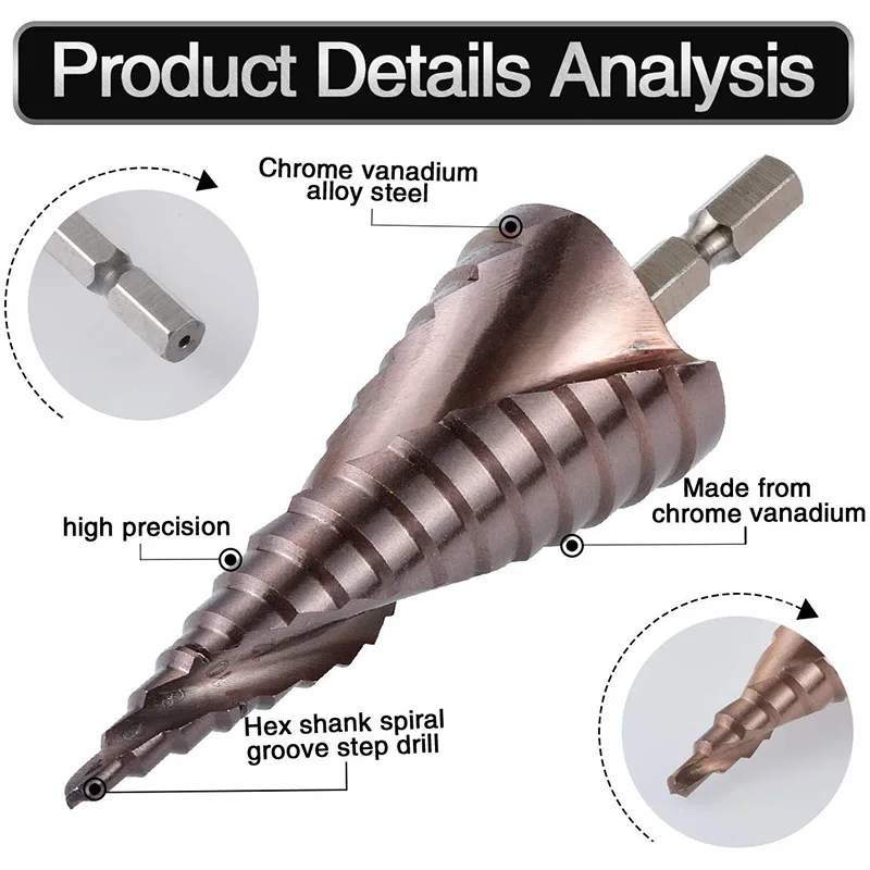 M35 HSS Co ступенчатое сверло кобальтовые конусные сверла 4-32 мм древесина