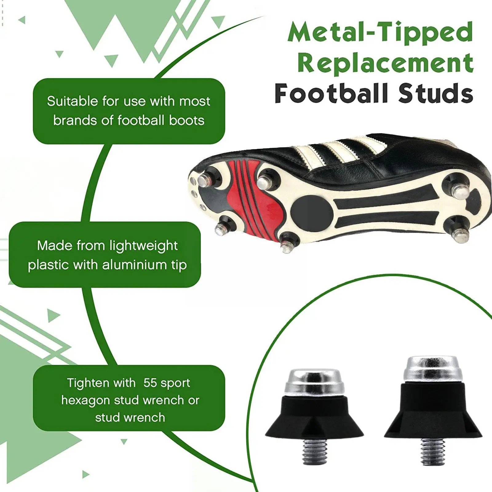12 PCS/Set Football Boot Replacement Spikes 13/15mm Durable Football Boot Studs For M5 Threaded Football Boots O9O3