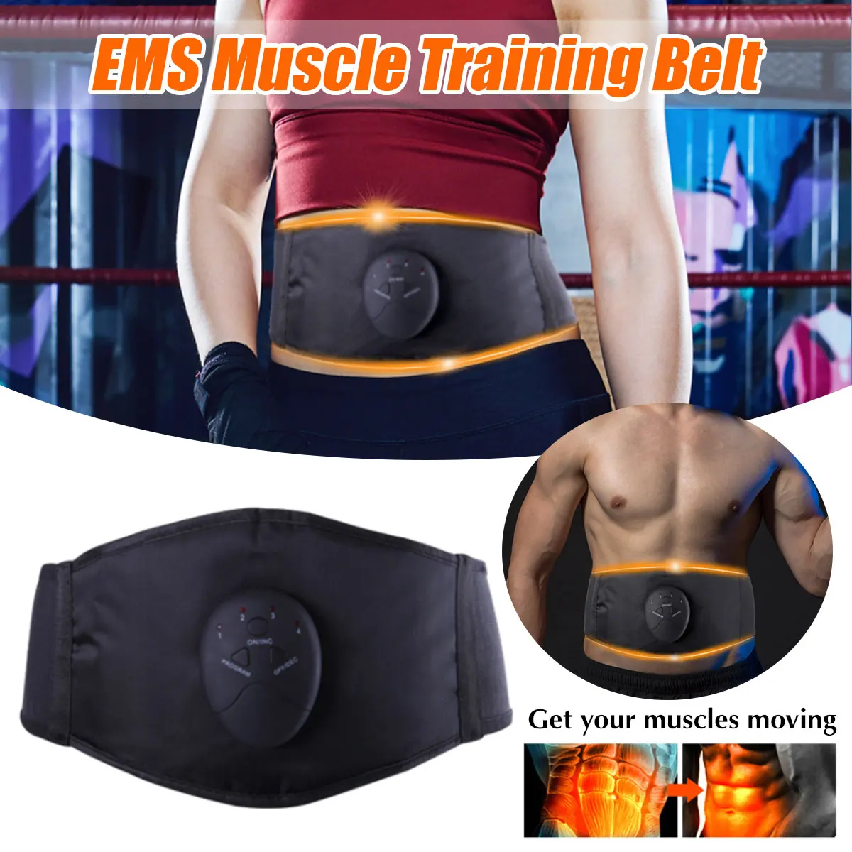 

6 Modes Intelligent EMS Fitness Waist Belt Fitness Trainer USB Charging Massager for Body Shaper Muscoli Addominali Sport