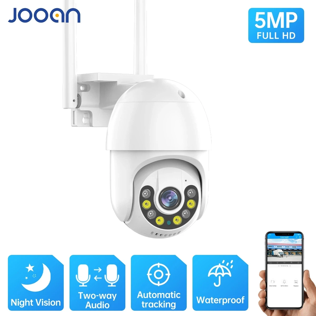

IP-камера Jooan, 5 Мп/3 Мп, PTZ, Wi-Fi, ии