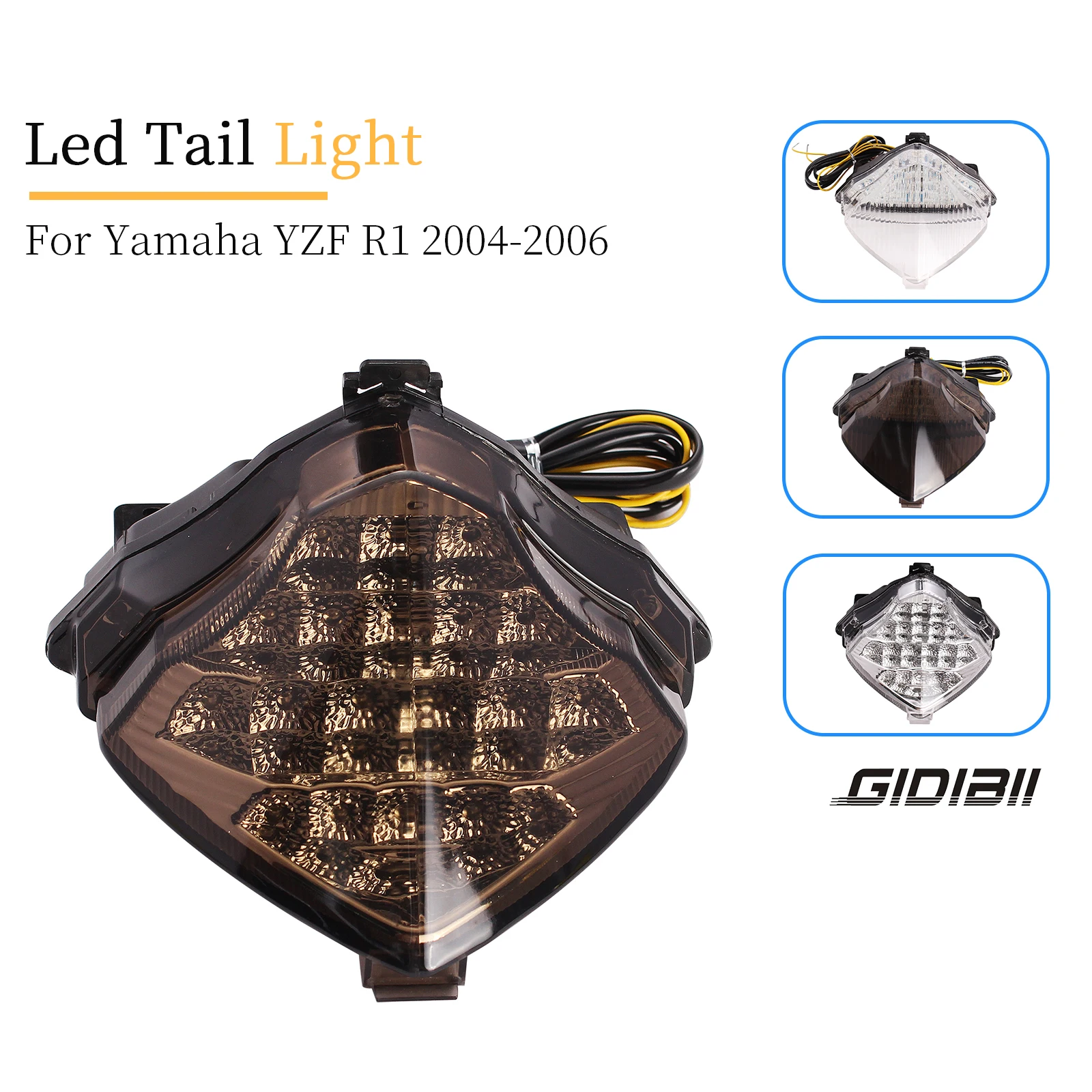 1 шт. прозрачный/дымчатый светодиодный задний фонарь для YAMAHA YZF-R1 2004-2006 стоп-сигнал