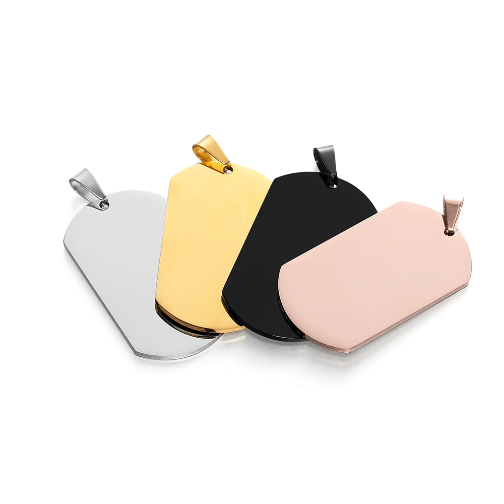 1 шт., 28x50 мм, прямоугольная пустая штампованная бирка из нержавеющей стали, жетоны для собак, подвеска для ювелирных изделий «сделай сам», ожерелье, аксессуар для ошейника для домашних животных