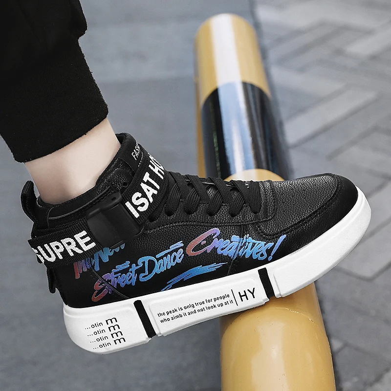 Brand Kids Casual Sneakers Children High-tops Sneakers Trendy Boys Basketball Sports Tennis Shoes Leather Non-Slip Footwear