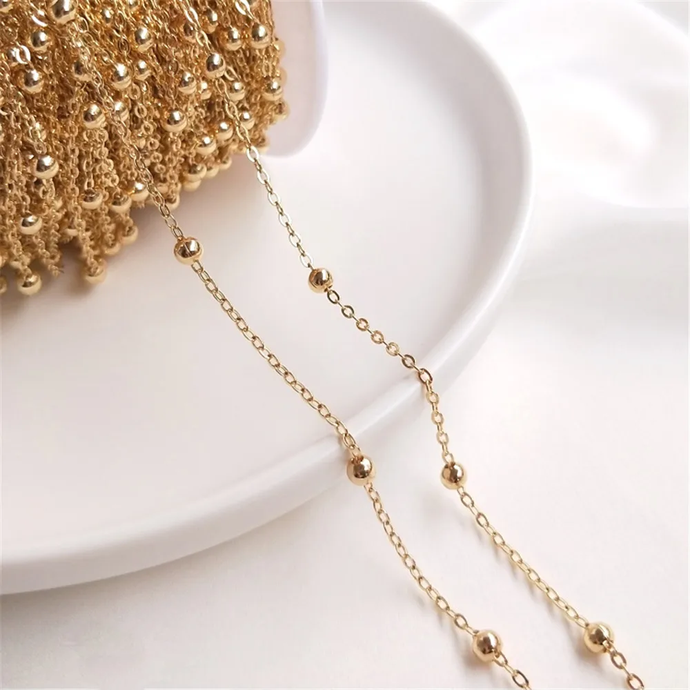 

14K Gold Filled Plated Chain flat O clip bead chain bead chain semi-finished chain DIY hand bracelet necklace material