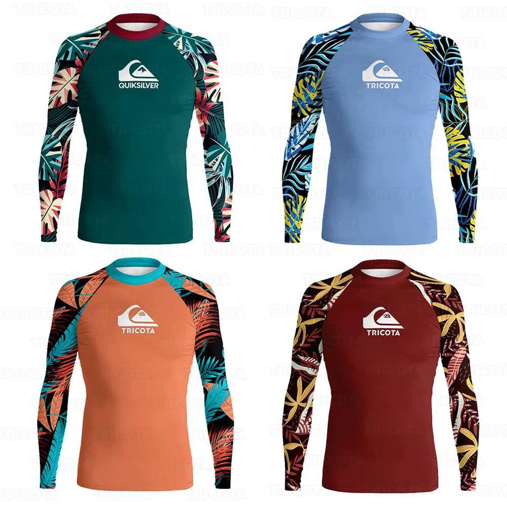 

Men Surfing Rash Guard T-Shirt UV Protection Lycra Rashguard Tops Long Sleeve UPF 50+ Swimsuit Quick Dry Surfing Diving Clothing