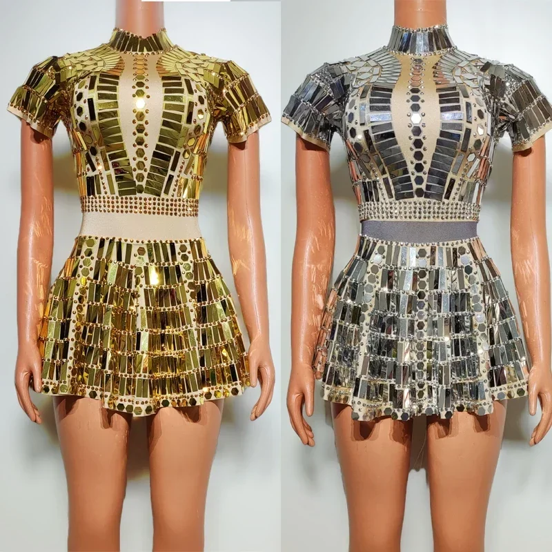 Золото серебро блестки праздничное платье для певицы женские вечерние платья