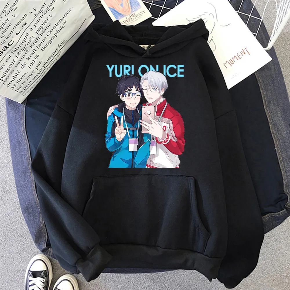 

Men Hoodie Katsuki Yuri And Victor Nikiforov Yuri On Ice Japan Anime Hooded Pullover Men Women Fashion Casual Winter Street Top