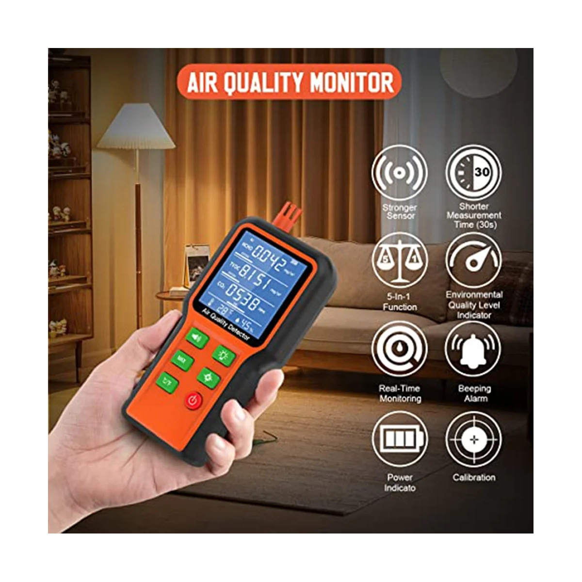 5 в 1 тестер качества воздуха для дома CO2 TVOC HCHO влажность