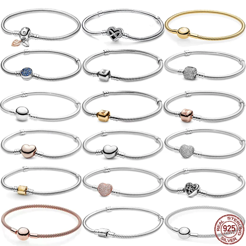 

Женский классический браслет из серебра 925 пробы, с пряжкой в форме сердца