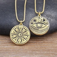 exquisite zircon round shape inlaid turkey evil eye star pendant necklace women hip hop street jewelry fashion party charm gifts