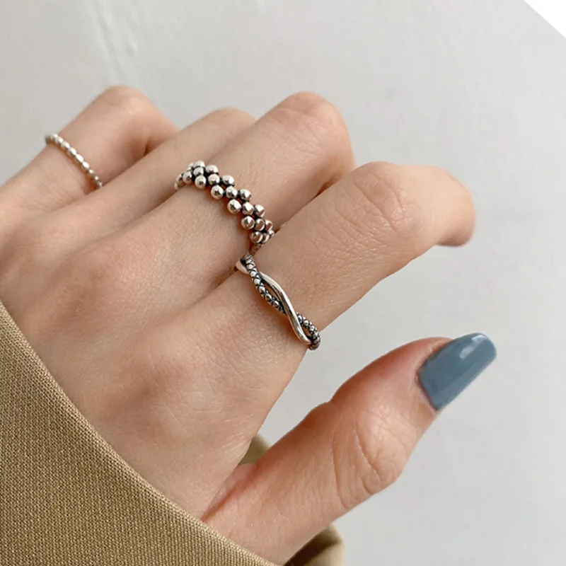 

New Vintage Silver Color Twist Round Opening Adjust Size Finger Rings For Women Fashion Jewelry Gift