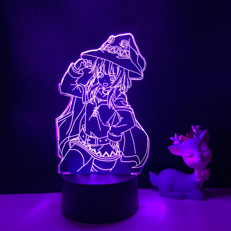 

Светодиодный ночсветильник 3D KonoSuba Megumin для детей, украшение для спальни, детский подарок на день рождения, красочная акриловая Настольная л...