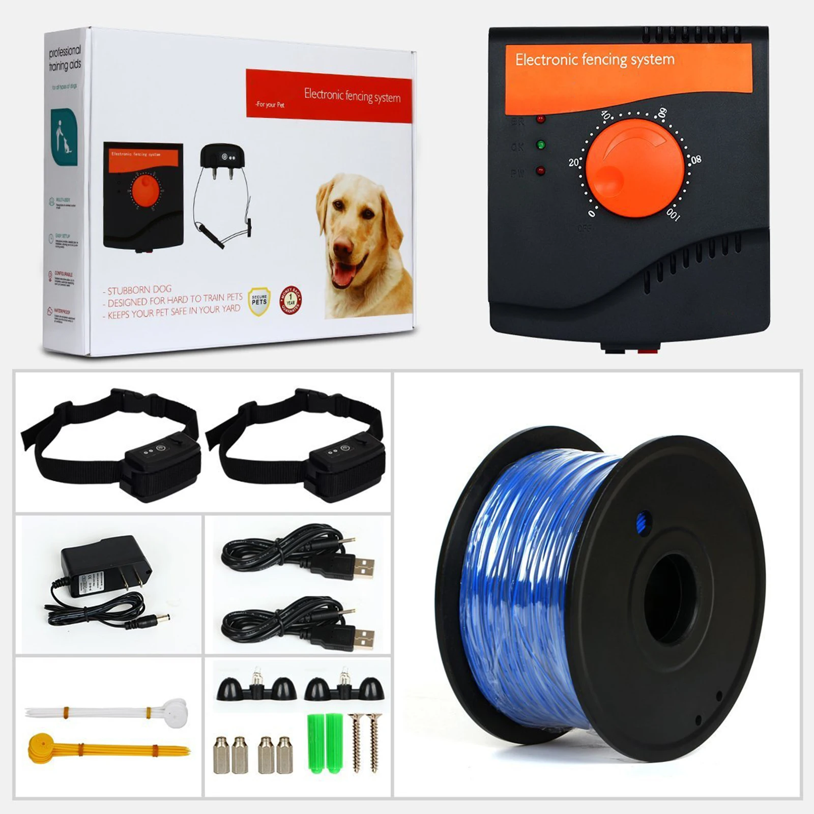 Pet Electric Fence System USB Rechargeable IP45 Waterproof Adjustable Electronic Fencing Dog Training Collar Pet Accessories