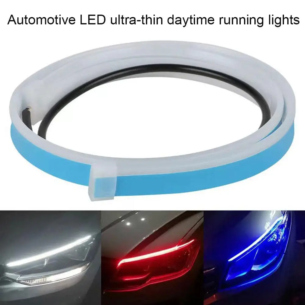 

12V Car LED DRL Daytime Running Lights Waterproof Flexible Soft Strip Universal Auto Flow Runs LED Strip Brake Turn Signal Light