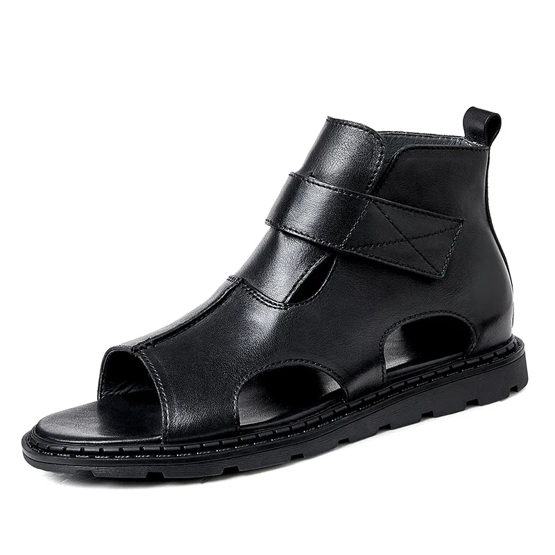 

British Sandals High-top Genuine Leather Mens Sandals Beach Man Shoes Designer Sandals Men Roman Sandals Summer Casual Splippers