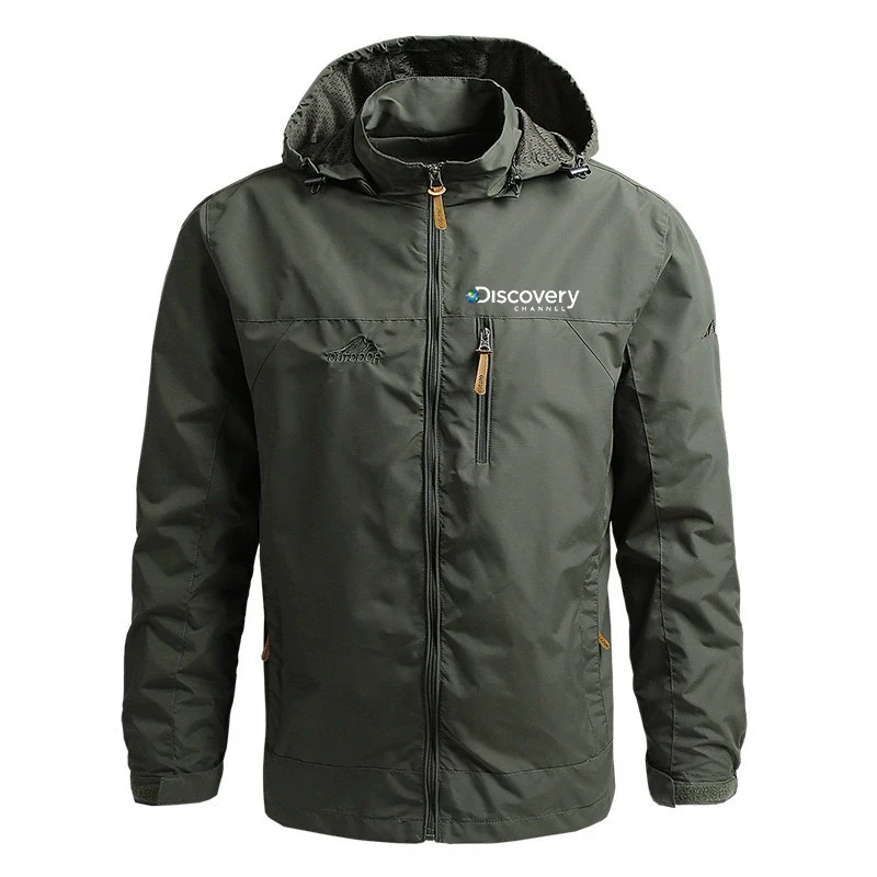 

Discovery Men's coat Windproof Jacket Brand Casual winter jacket Sports Outwear Overcoat Zipper Black White Coat