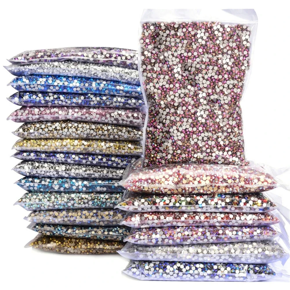 

big bag SS6-SS30 Bulk Package Wholesale Flatback Clear Crystal Non Hotfix Rhinestones For DIY for nail decorationArt