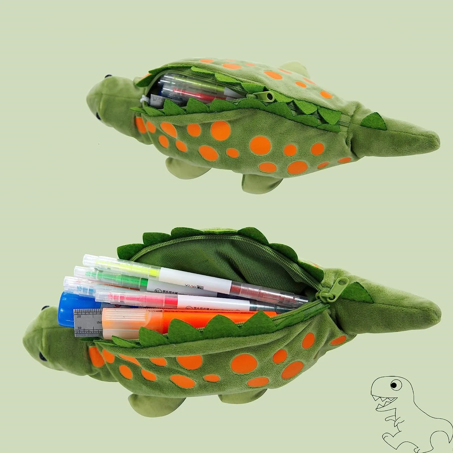 Пенал Kawaii плюшевый большой емкости школьные принадлежности животное динозавр Gran