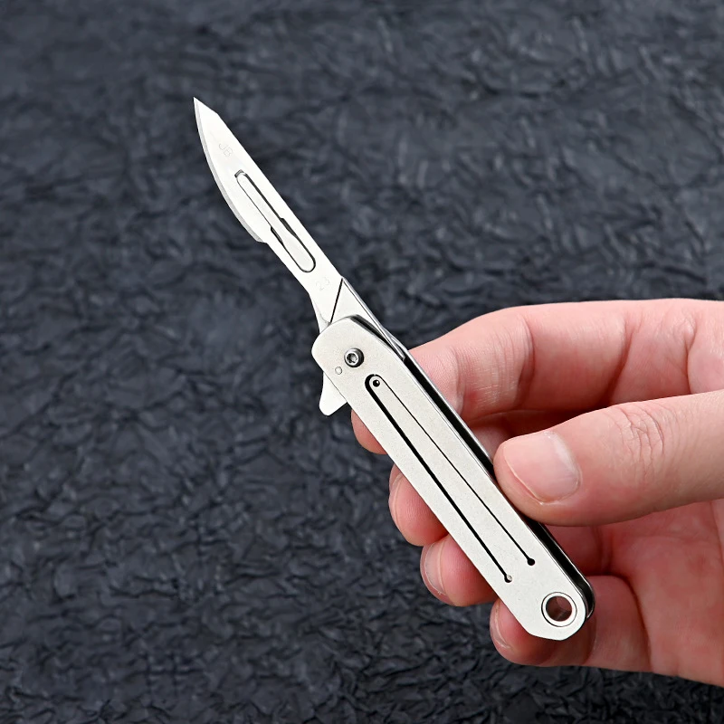 

Stainless Steel Quick-opening Utility Knife Mini Folding Keychain Knife Sharp Scalpel Carry-on Courier Opening Knife