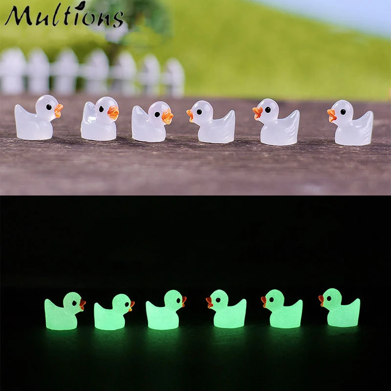 

10/20Pcs Mini Luminous Resin Duck Miniature Fluorescence Ornament Tiny Ducks For DIY Garden Decorating Landscape Accessories