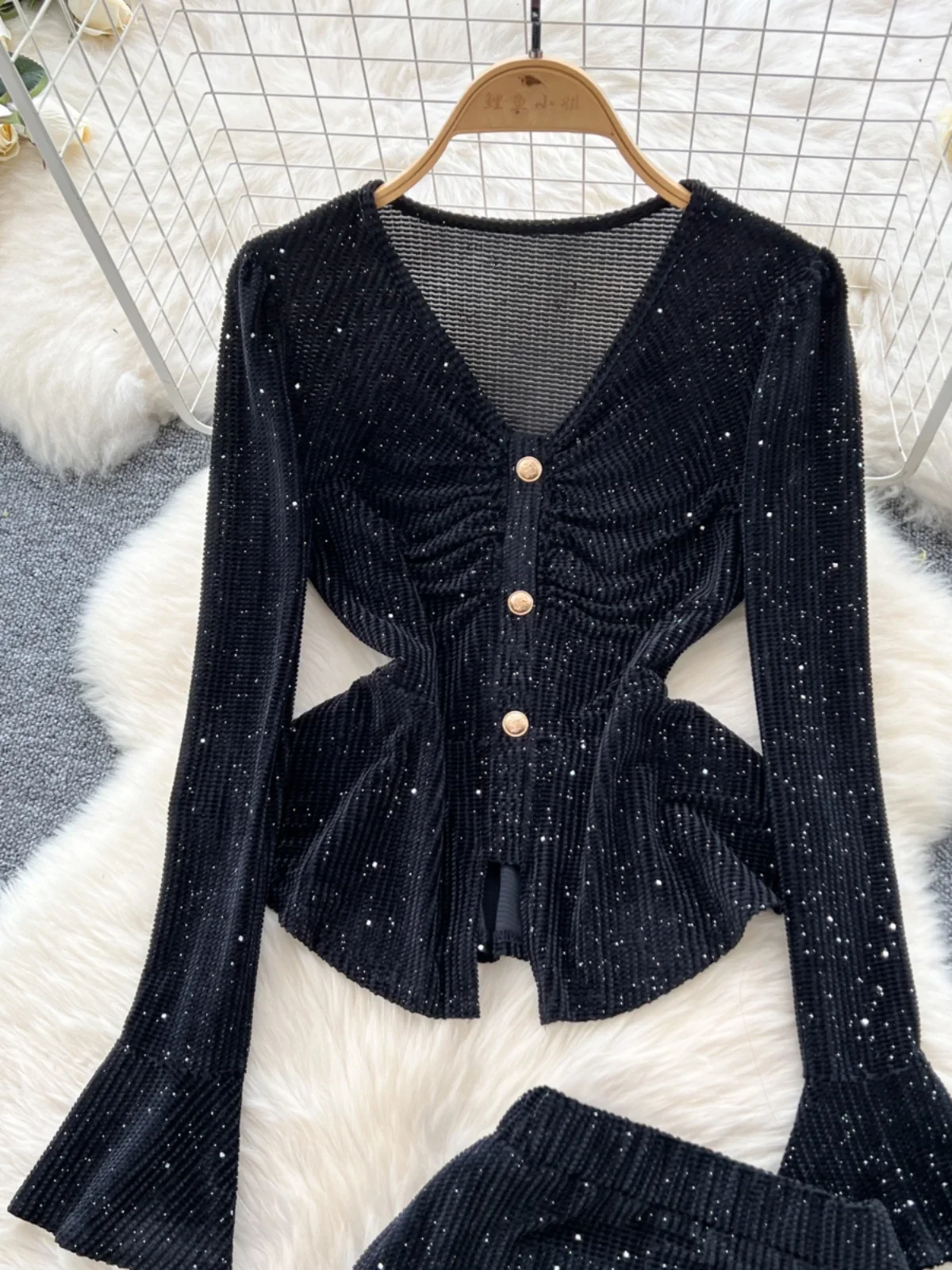 Женские сексуальные комплекты из двух предметов осень-зима сверкающий