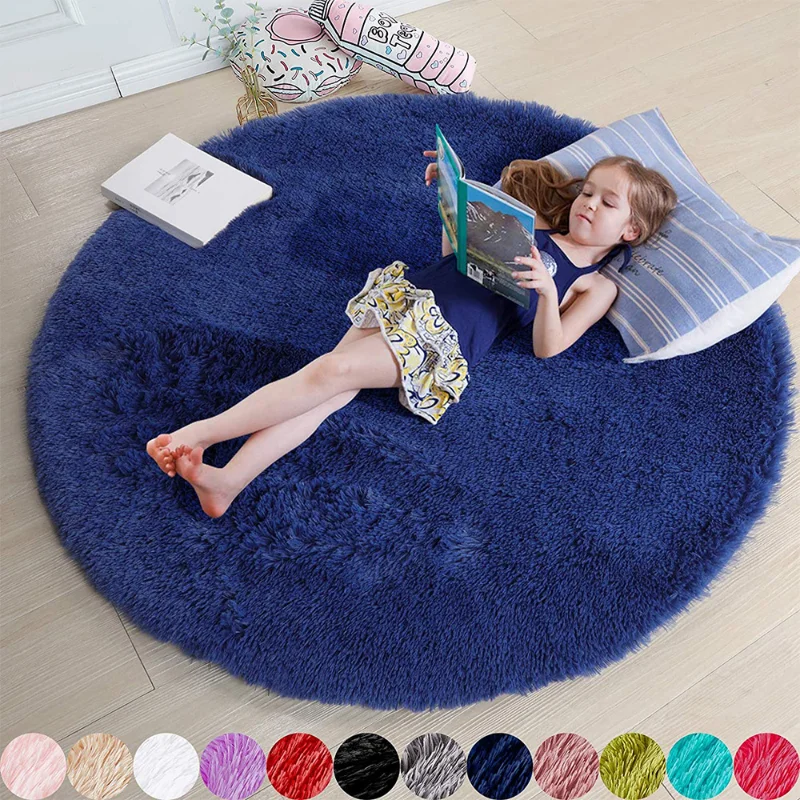 

Thickened Plush Round Carpet Living Room Sofa Mat Washable Children's Bedside Blanket Mat