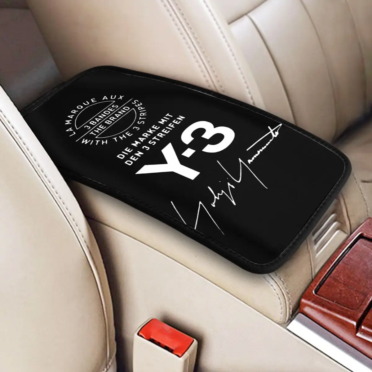 

Y-3 Y3 Logo Center Console Cover Pad for Cars Yohji Yamamoto Car Decor Accessories Breathable Armrest Cover Mat