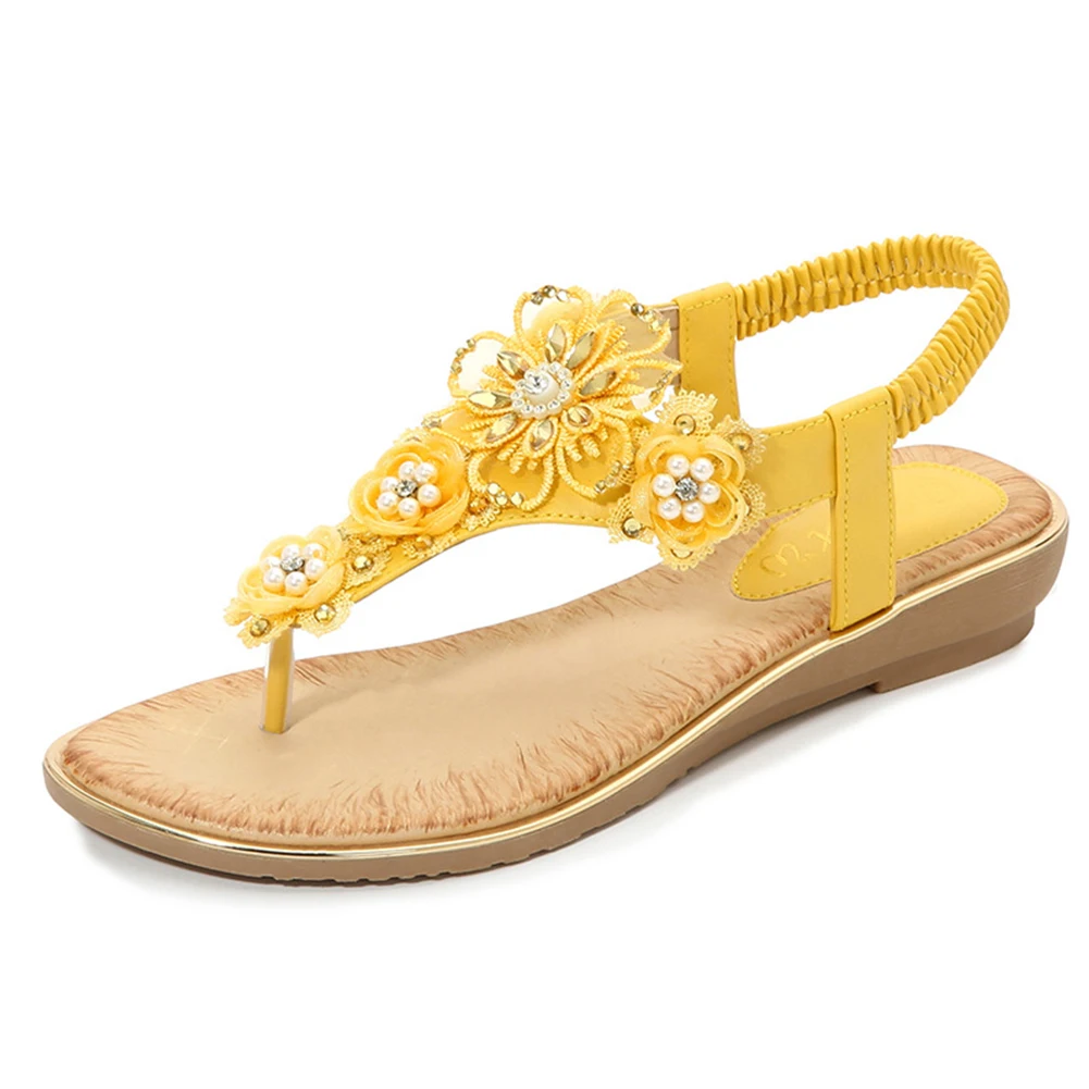 

Sorphio 2023 Brand New Flat With Women Sandals Rhinestone Flower Decor Slip-on Gladiator Casual Comfy Summer Fashion Lady Shoes