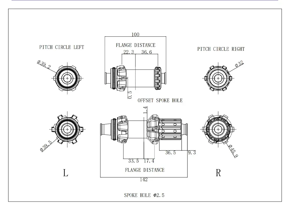 GOLDIX R160 суперсветильник шоссейная втулка центральный замок прямой вытяжной 24H