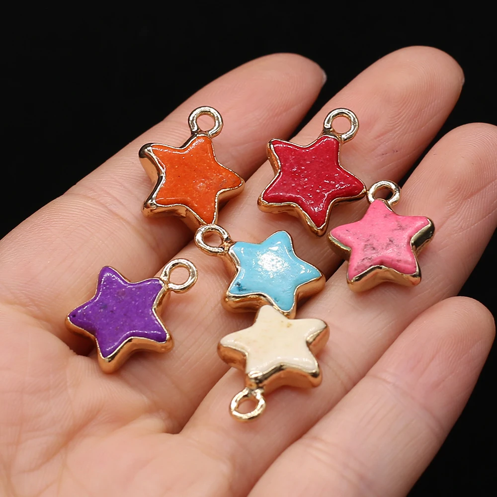 

Fine Natural Stone Five-pointed Star Pendants Gold plated Star Charms for Jewelry Making Diy Necklace Earring Supplies