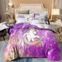 unicorn bedding set cartoon double queen king quilt cover luxury single twin full duvet cover set for child girls quilt cover