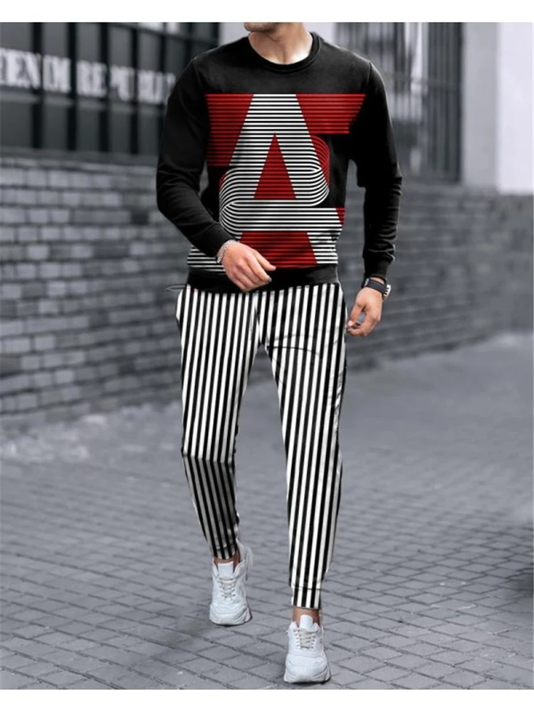 Autumn Long -Sleeve T-Shirt Set Running Casual Outfits Streetwear High Quality Men Suits 2 Piece Set Tracksuits Men Clothing