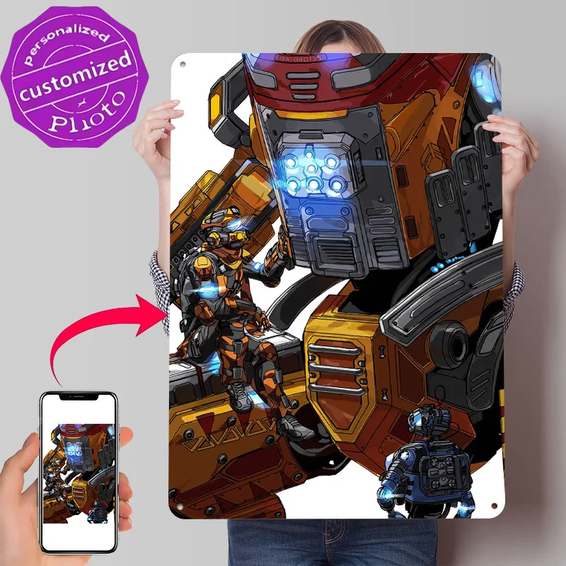 Фото Игровой 3D-постер Titanfall с индивидуальным дизайном, металлическая винтажная табличка для декора стен, спальни, рабочего стола №1