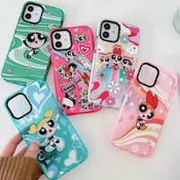 cartoon the powerpuff girls phone cases for iphone 13 12 11 pro max xr xs max 8 x 7 se2 fashion love pattern tpu cover