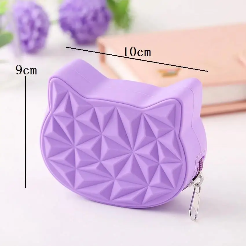 New Brand Cute Cat Women Silicone Short Wallet Girls Mini Coin Purse Key Wallet for Female Daily Clutch Purse Headset Bags