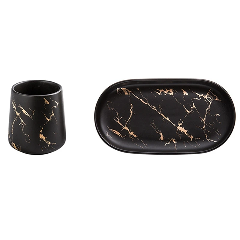 

Керамическая чашка для полоскания рта AT69, бытовая чашка для мойки пар, бытовая чашка для зубной щетки, овальный поднос, Товары для ванной ком...