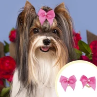 40hot 60pcsset pet headband reusable eye catching 3d cute pet dogs bowknot hair rope hairpin for holiday