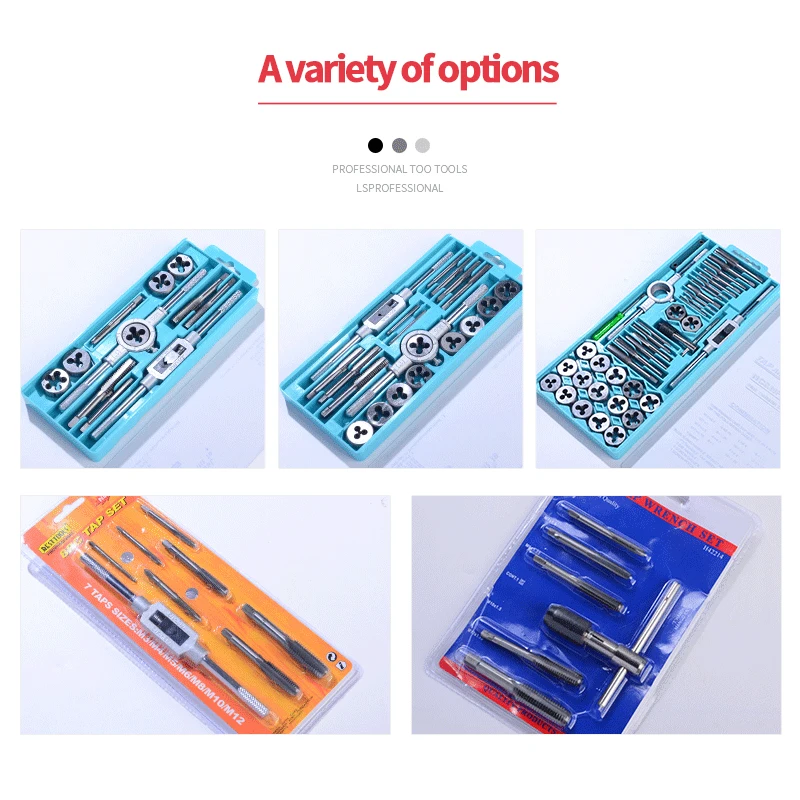 

6/8/12/20/40Pcs Metric Hand Tap and Die Set M3-M12 Screw Thread Plugs Straight Taper Reamer Tools
