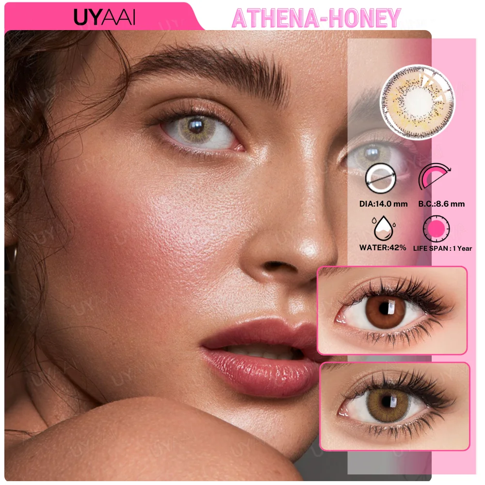 1 пара цветных контактных линз UYAAI для глаз коричневые цветные линзы из